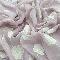 Lavender Applique Floral Mul Chanderi Embroidery