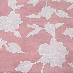 Onion Pink Applique Floral Jal Mul Chanderi Embroidery