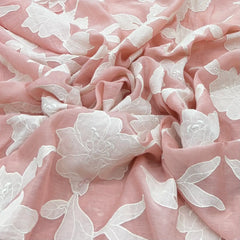 Onion Pink Applique Floral Jal Mul Chanderi Embroidery