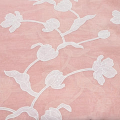 Light Peach Applique Floral Jal Mul Chanderi Embroidery
