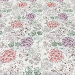 White Multicolor Floral Cluster Chinia Silk Embroidery