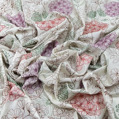 White Multicolor Floral Cluster Chinia Silk Embroidery