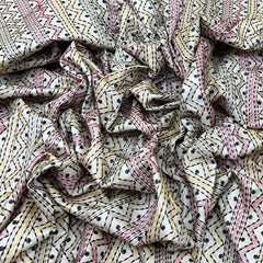 Natural Beige Kantha Zig Zag Thread Pure Tussar Silk Embroidery