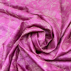 Pink Floral Jal Thread Pure Tussar Silk Embroidery