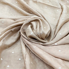 Natural Beige Mirrorwork Slub Silk Embroidery