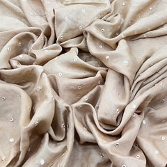 Natural Beige Mirrorwork Slub Silk Embroidery