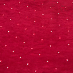 Red Mirrorwork Slub Silk Embroidery