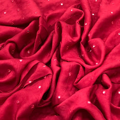 Red Mirrorwork Slub Silk Embroidery