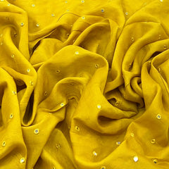 Haldi Yellow Mirrorwork Slub Silk Embroidery