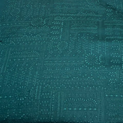 Bottle Green Geometric Thread Slub Satin Embroidery