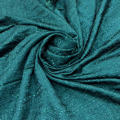 Bottle Green Geometric Thread Slub Satin Embroidery