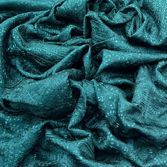 Bottle Green Geometric Thread Slub Satin Embroidery