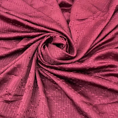 Deep Maroon Geometric Thread Slub Satin Embroidery