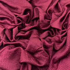 Deep Maroon Geometric Thread Slub Satin Embroidery