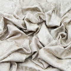 Light Beige Floral Thread Slub Satin Embroidery