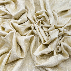 Cream Geometric Thread Sequins Slub Satin Embroidery