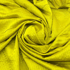 Lime Green Geometric Thread Slub Satin Embroidery