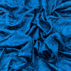Cobalt Blue Floral Thread Slub Satin Embroidery