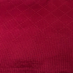 Maroon Red Geometric Thread Slub Satin Embroidery