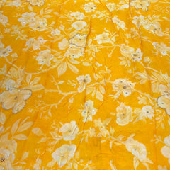 Yellow Floral Crepe Printed Sequins Embroidery