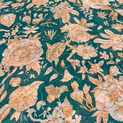 Green Mustard Floral Crepe Printed Sequins Embroidery