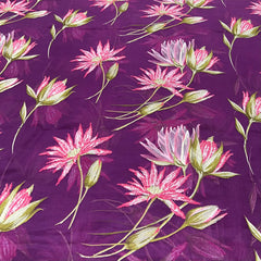 Purple Green Floral Thread Organza Embroidery