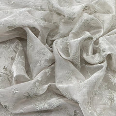 Silver Floral Jal Zari Tissue Embroidery