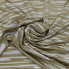 Olive Green Silver Dotted Pleated Satin Foil