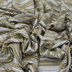 Olive Green Silver Dotted Pleated Satin Foil