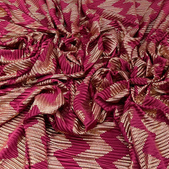 Rani Pink Gold Zig Zag Pleated Satin Foil