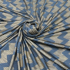 Light Cobalt Gold Zig Zag Pleated Satin Foil