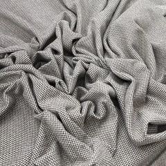 Brown White Checks Knitted Tweed Jacquard
