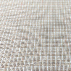 Beige White Checks Acrylic Yarn Woven Tweed