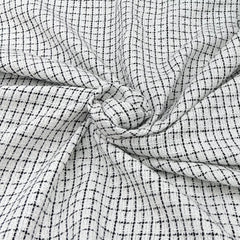 White Black Checks Acrylic Yarn Woven Tweed