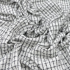 White Black Checks Acrylic Yarn Woven Tweed