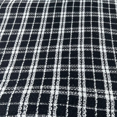 Black White Checks Acrylic Yarn Woven Tweed