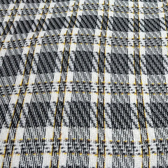 Black White Checks Acrylic Yarn Woven Tweed