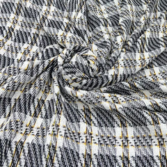Black White Checks Acrylic Yarn Woven Tweed