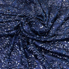 Navy Blue Heavy Sequins Net Embroidery