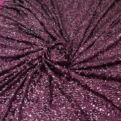 Wine Heavy Sequins Net Embroidery