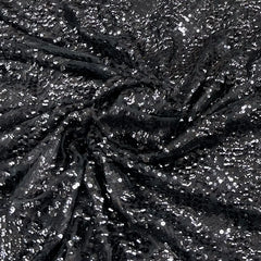 Black Heavy Sequins Net Embroidery