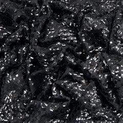 Black Heavy Sequins Net Embroidery