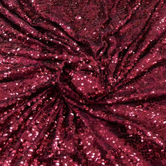 Maroon Red Heavy Sequins Net Embroidery