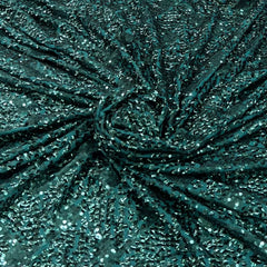 Bottle Green Heavy Sequins Net Embroidery
