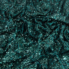 Bottle Green Heavy Sequins Net Embroidery