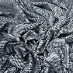 Dark Grey White Checks Knitted Tweed Jacquard