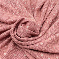 Pastel Peach Georgette Sequins Thread Embroidery