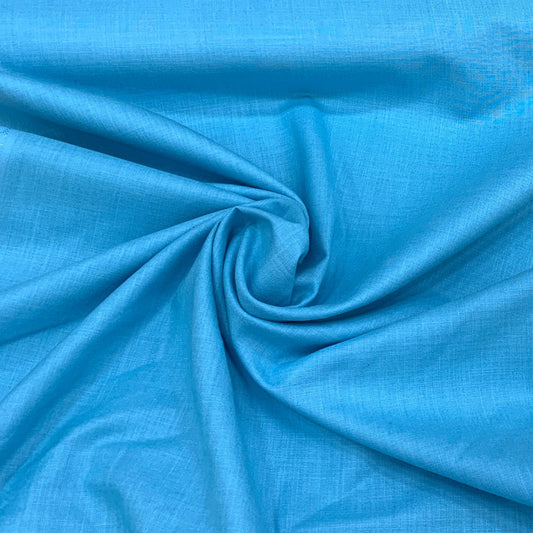 Firozi Blue Plain Cotton Matka Fabric