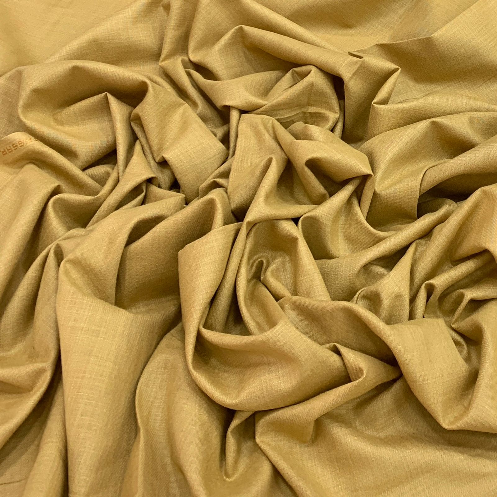 Dark Mustered Plain Cotton Matka Fabric