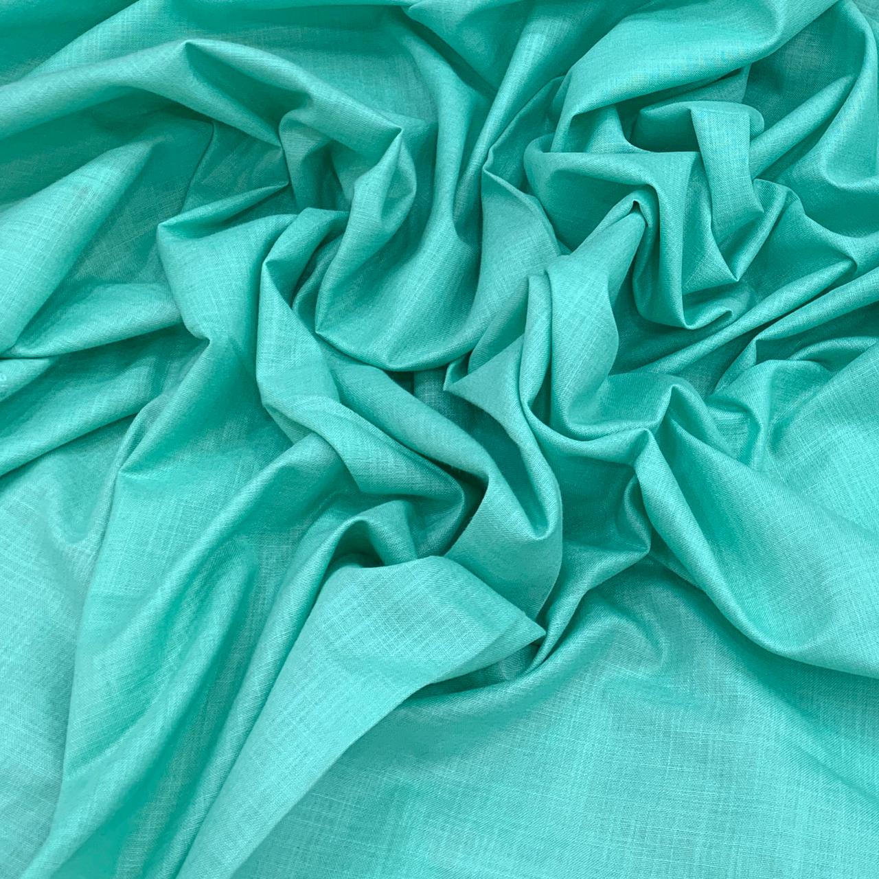 Sea Blue Plain Cotton Matka Fabric